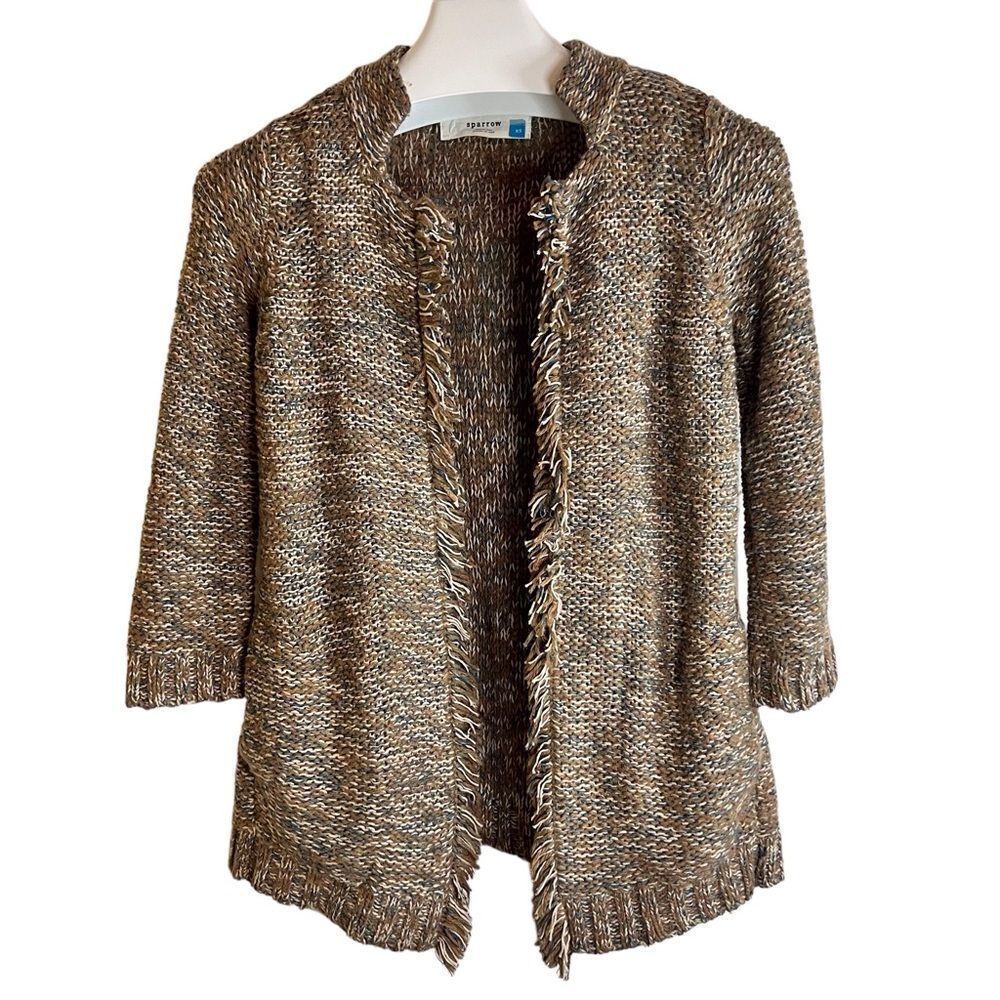 Anthropologie Sparrow Linen Wool Blend Fringe Boho Cardigan Size‎ XS
